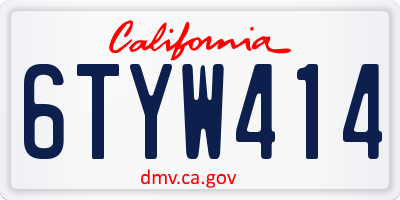 CA license plate 6TYW414