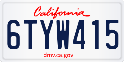 CA license plate 6TYW415