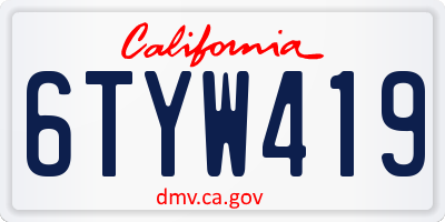 CA license plate 6TYW419