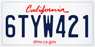 CA license plate 6TYW421