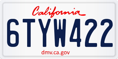 CA license plate 6TYW422