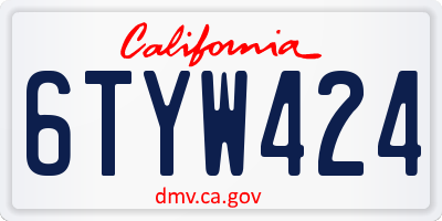 CA license plate 6TYW424