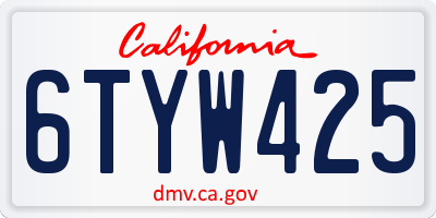 CA license plate 6TYW425