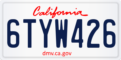 CA license plate 6TYW426