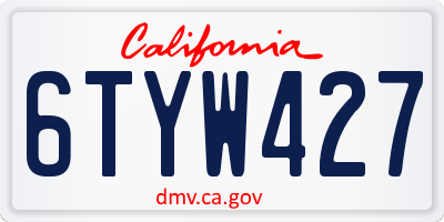 CA license plate 6TYW427