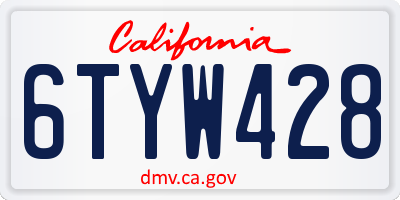 CA license plate 6TYW428