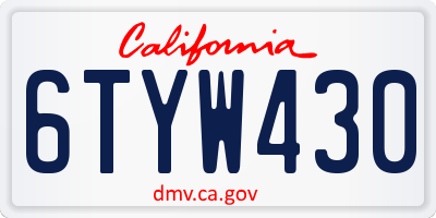 CA license plate 6TYW430