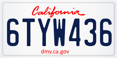 CA license plate 6TYW436
