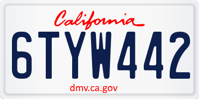CA license plate 6TYW442