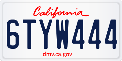 CA license plate 6TYW444