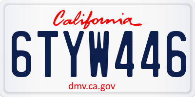 CA license plate 6TYW446