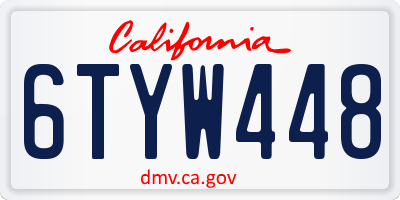 CA license plate 6TYW448
