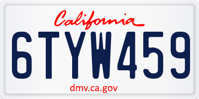 CA license plate 6TYW459