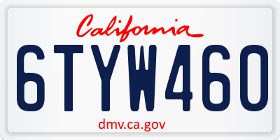CA license plate 6TYW460
