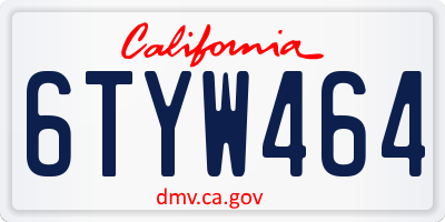 CA license plate 6TYW464