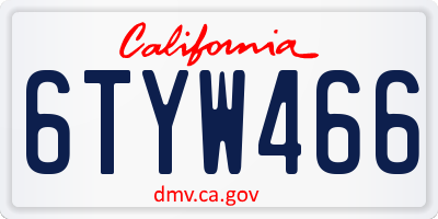 CA license plate 6TYW466