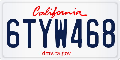 CA license plate 6TYW468