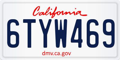 CA license plate 6TYW469