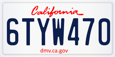 CA license plate 6TYW470