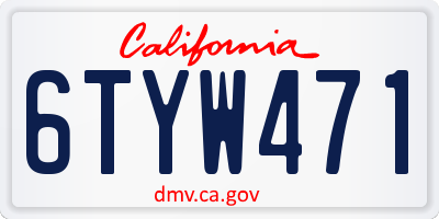 CA license plate 6TYW471