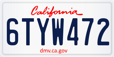CA license plate 6TYW472
