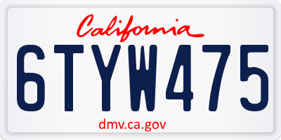 CA license plate 6TYW475