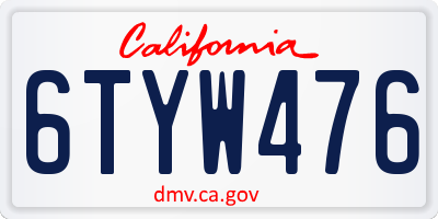 CA license plate 6TYW476