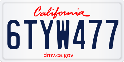 CA license plate 6TYW477