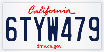 CA license plate 6TYW479