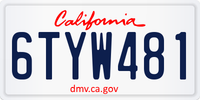 CA license plate 6TYW481