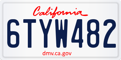 CA license plate 6TYW482