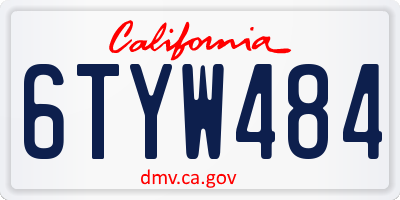CA license plate 6TYW484