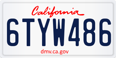 CA license plate 6TYW486