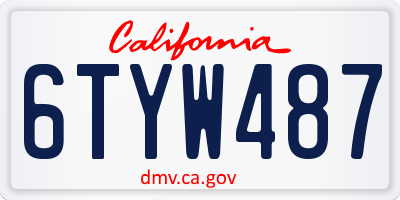 CA license plate 6TYW487