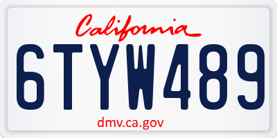 CA license plate 6TYW489