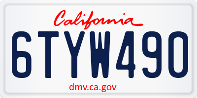 CA license plate 6TYW490
