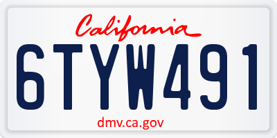 CA license plate 6TYW491