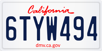 CA license plate 6TYW494