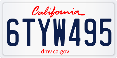 CA license plate 6TYW495