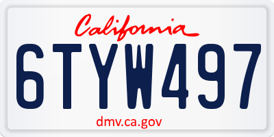 CA license plate 6TYW497