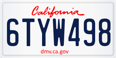 CA license plate 6TYW498