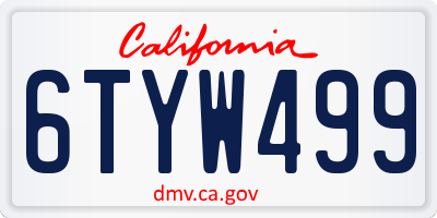 CA license plate 6TYW499