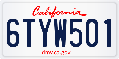 CA license plate 6TYW501
