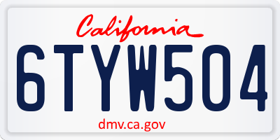 CA license plate 6TYW504