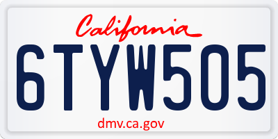 CA license plate 6TYW505
