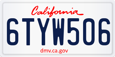 CA license plate 6TYW506