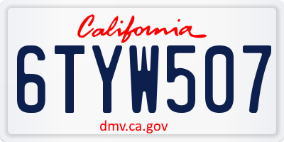 CA license plate 6TYW507