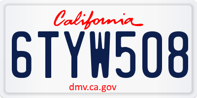 CA license plate 6TYW508