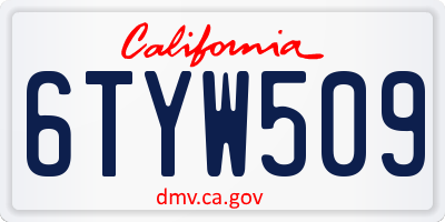 CA license plate 6TYW509
