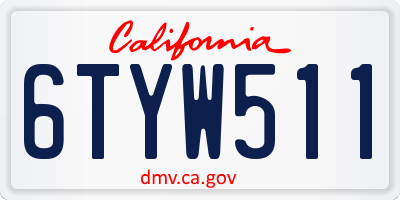 CA license plate 6TYW511